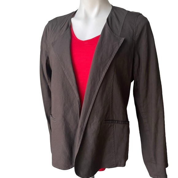 Eileen Fischer Open Front Linen Blend Brown Jacket - Picture 5 of 14